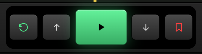 The transport keypad with a large green play key