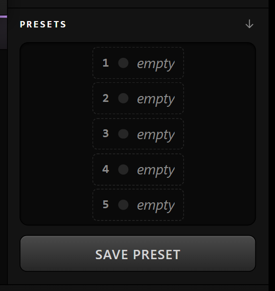 The eight preset slots