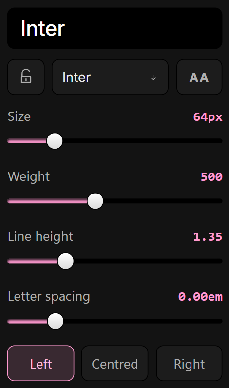 The live type sample in the output's own colours